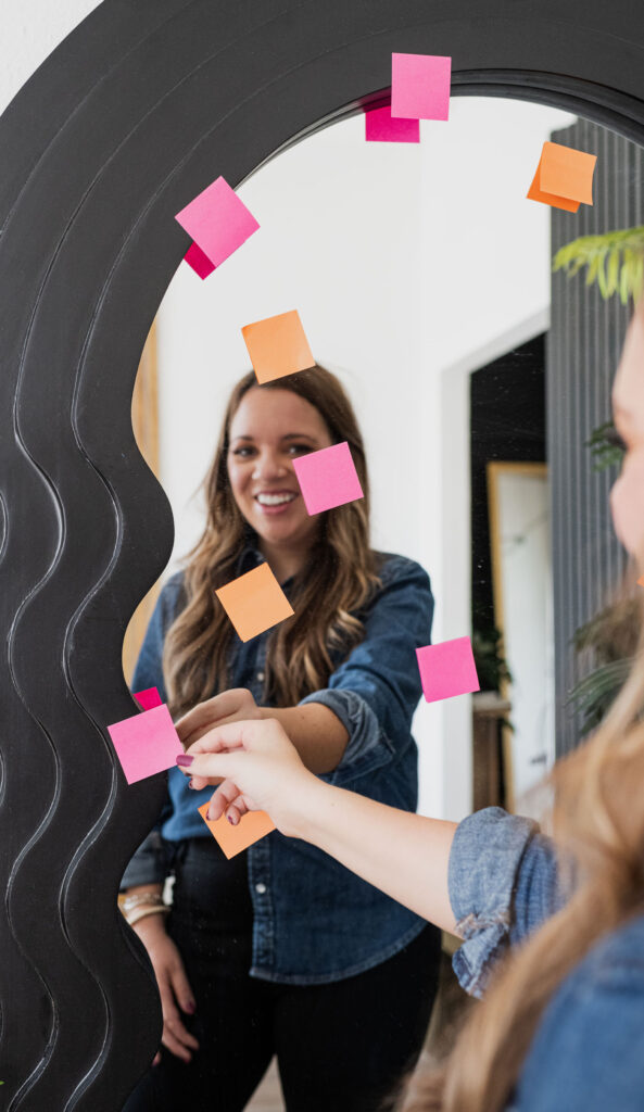 Setting up email marketing sequence with post-it notes